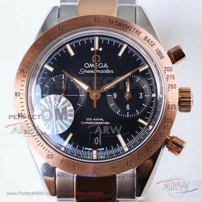 OM Factory Omega Speedmaster Co-Axial Tachymeter Base 1000 2-Tone Rose Gold Band Swiss 9300 Chronograph 41.5mm Automatic Watch